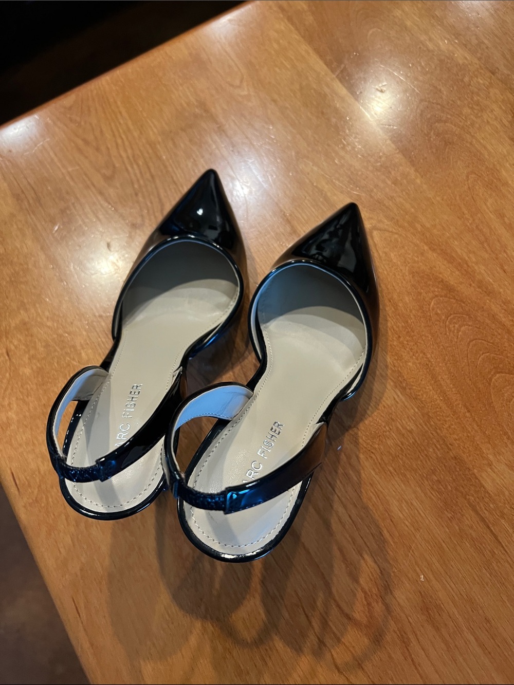 Marc Fisher Black Patent Pointed Slingback Flats